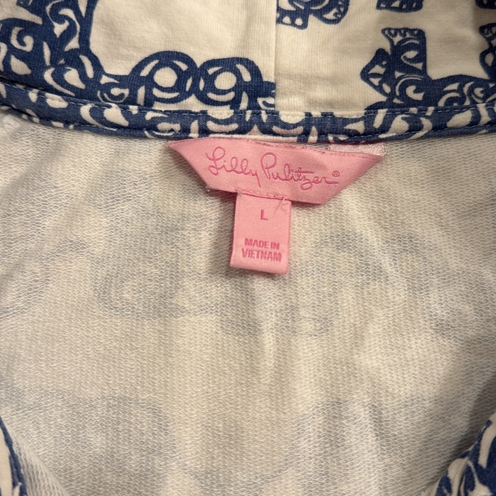 Lilly Pulitzer Blue and White Womens Half-Button Pullover - Picture 2 of 4